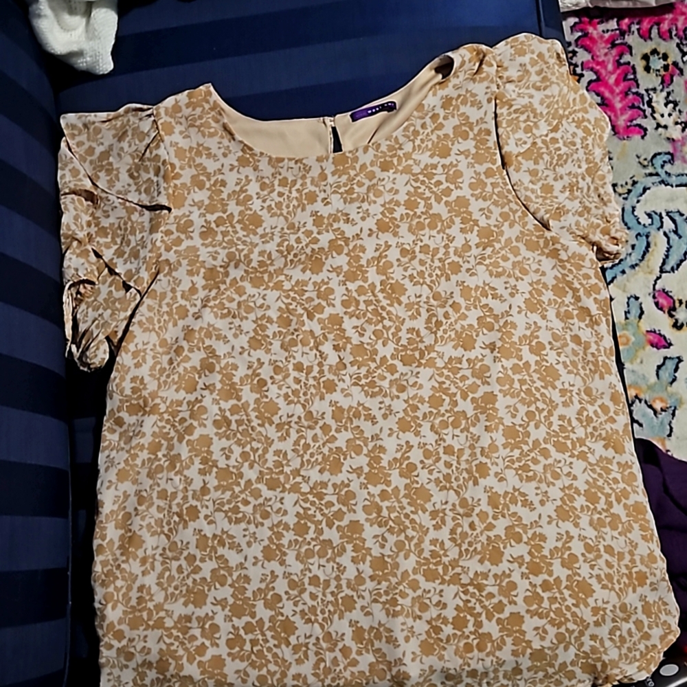 West Kei tan floral blouse large